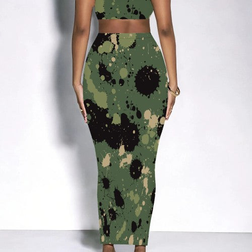 1 Piece Custom Casual Print Long Skirt