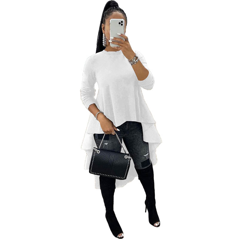 Solid Color Stitching T-shirt top